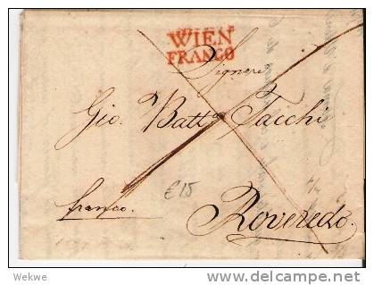 A-V014/ Wien Franco, 1834 Nach Roveredo, Taxe G 2 Auf Der Rückseite - ...-1850 Préphilatélie