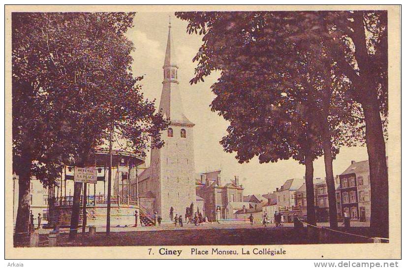 CINEY = Place Monseu - La Collégiale + Kiosque  (Judon  N° 7) Vierge - Ciney