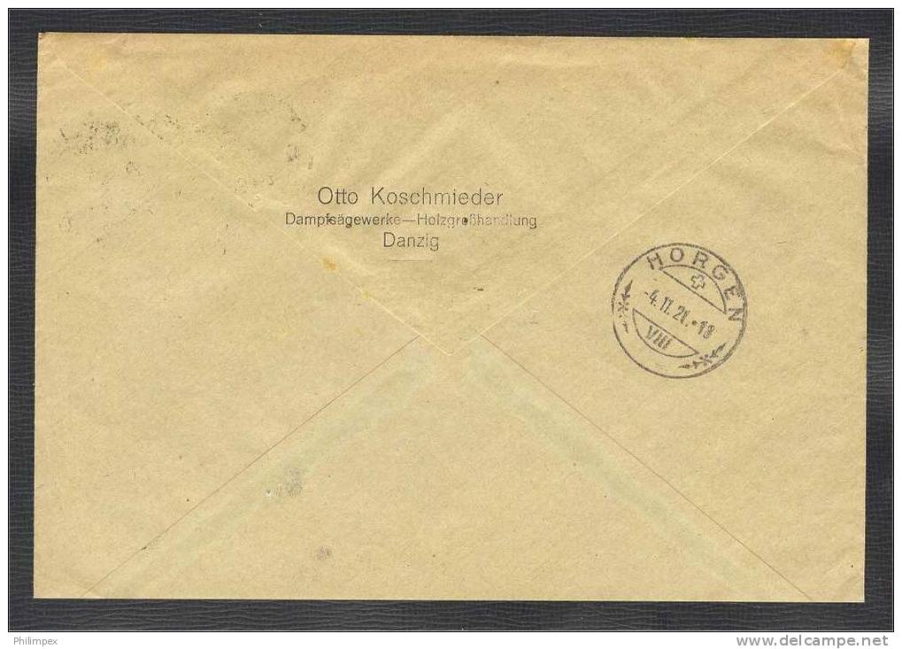 GERMANY, DANZIG 80 Pfennig ON COMMERCIAL COVER TO SWITZERLAND - Brieven En Documenten