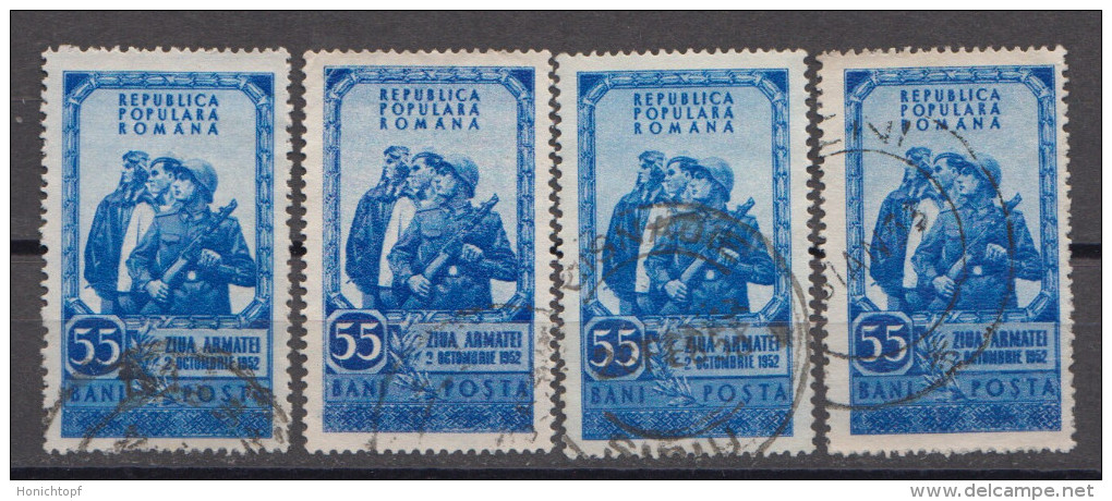 Rumänien; 1952; Michel 1408 O; Tag Der Armee; 4 Stück - Gebraucht