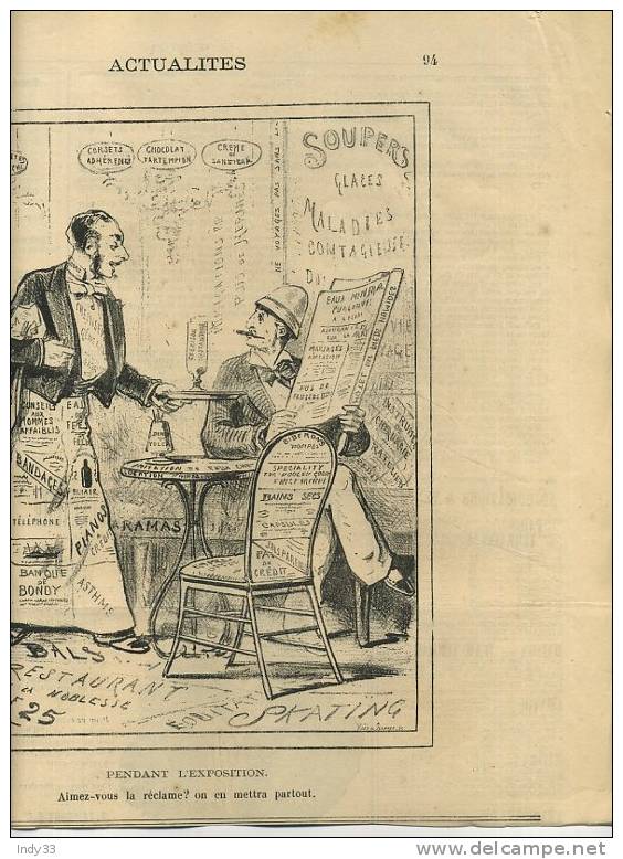 -" ACTUALITES"  PAR DRANER . GRAVURE DU JOURNAL "LE CHARIVARI" 2e 1/2 DU XIXe S. - Autres & Non Classés