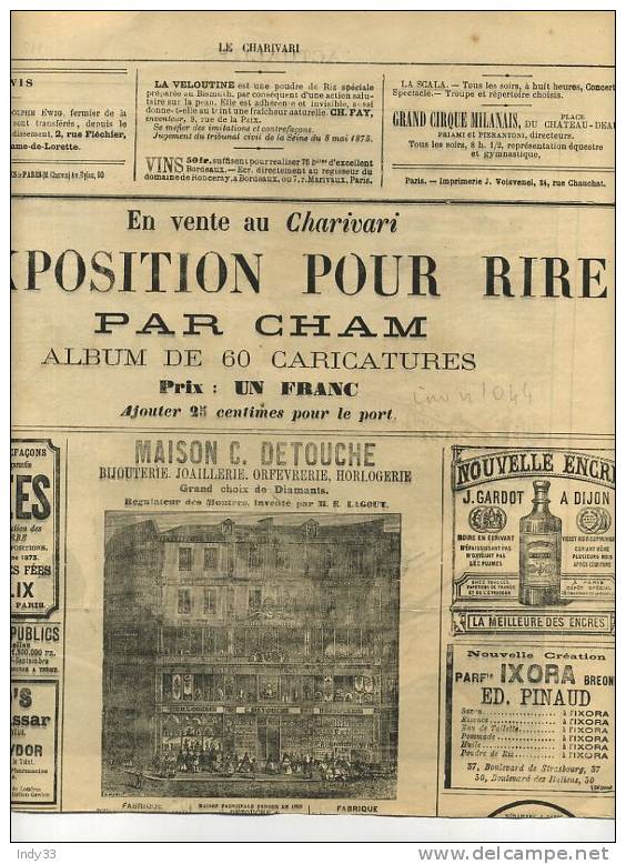 -" ACTUALITES"  PAR STOP . GRAVURE DU JOURNAL "LE CHARIVARI" 2e 1/2 DU XIXe S. - Eisenbahnverkehr