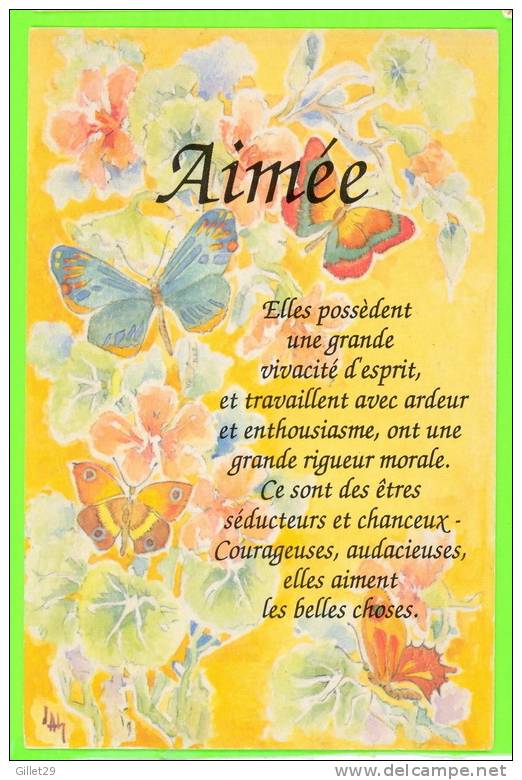 PRÉNOMS, AIMÉE - G.D. EVASION - AQUARELLE LYDIE LECHNER - PAPILLONS - - Prénoms