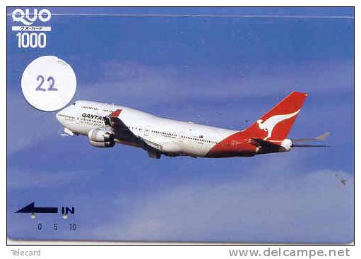 Flugzeug Auf Telefonkarte (22) QANTAS Avions Telecarte Japon Flugzeuge Air Vliegtuig Aeroplani Airplane Aeroplanos - Flugzeuge