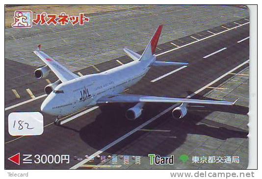 Airplane On Phonecard (182) Flugzeug Auf Telefonkarte Avions Telecarte Japon  Air Vliegtuig Aeroplani Aeroplanos - Airplanes