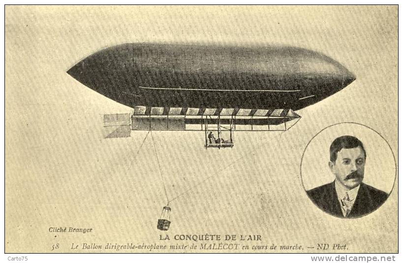 AVIATION - Le Ballon Dirigeable-aéroplane Malécot - Invention - Bureaux Paris 11ème - Dirigibili