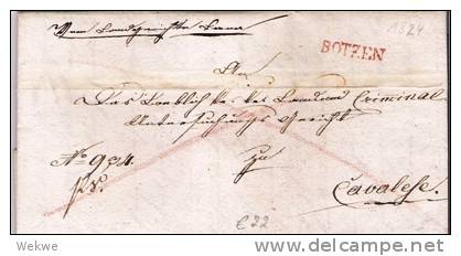 A-V063/- ÖSTERREICH -  Botzen, Einzeiler Rot, 1824 - ...-1850 Préphilatélie