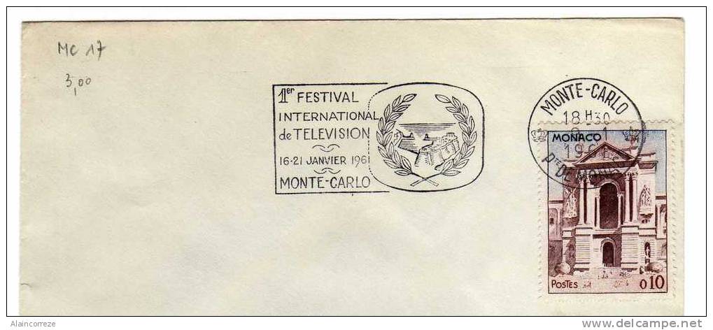 Flamme Monaco "1er Festival International De Télévision 16-21 Janvier 1961 Monte Carlo" - Postmarks