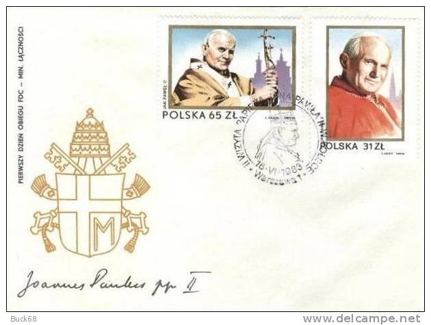 POLOGNE POLEN POLSKA 2681 Et 2682 FDC Premier Jour : 2ème Visite Du Pape Jean-Paul II (16 Juin 1983) - Blocchi E Foglietti