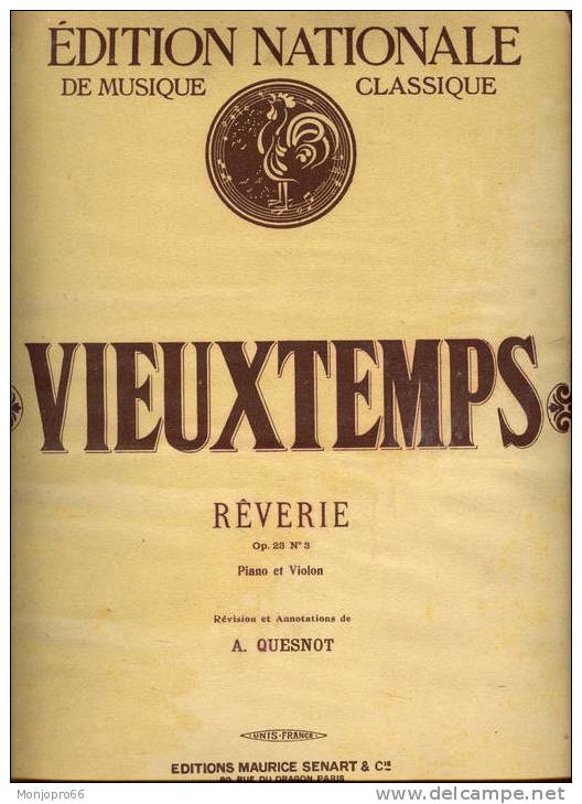 Partition De Rêverie, Piano Et Violon Révision Et Annotations De A. Quesnot De 1917 Et De H. Vieux Temps - G-I