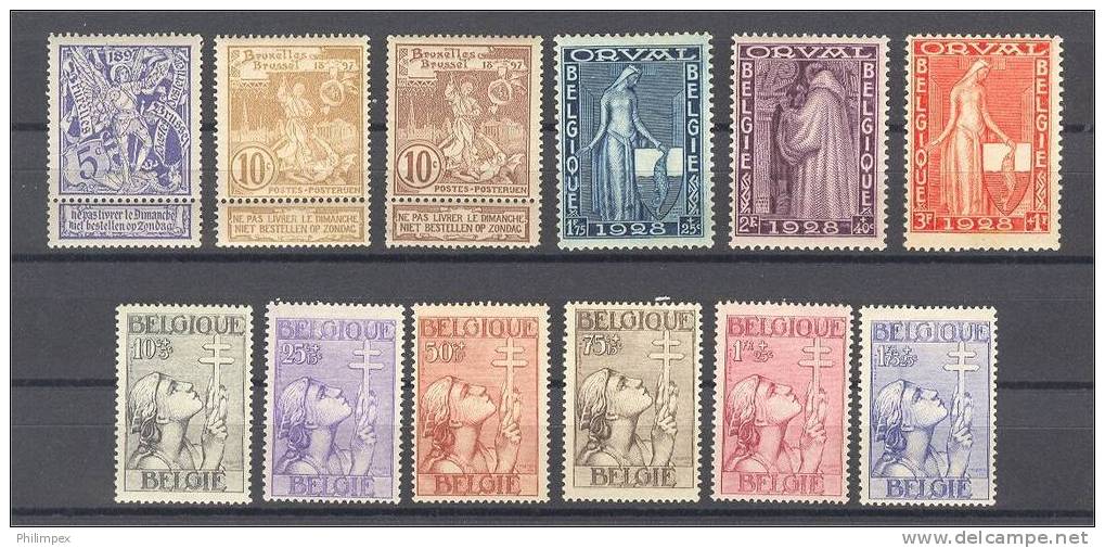 BELGIUM, NICE GROUP 1896-1935, UNUSED HINGED * - Colecciones