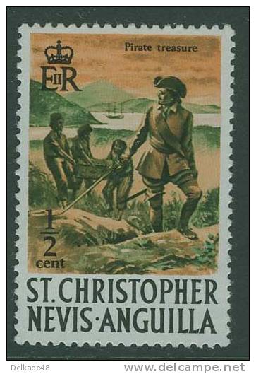St. Christopher Nevis Anguilla 1970 Mi 199 X ** Pirates + Treasure At Frigate Bay / Piraten Vergraben Einen Schatz - St.Kitts En Nevis ( 1983-...)