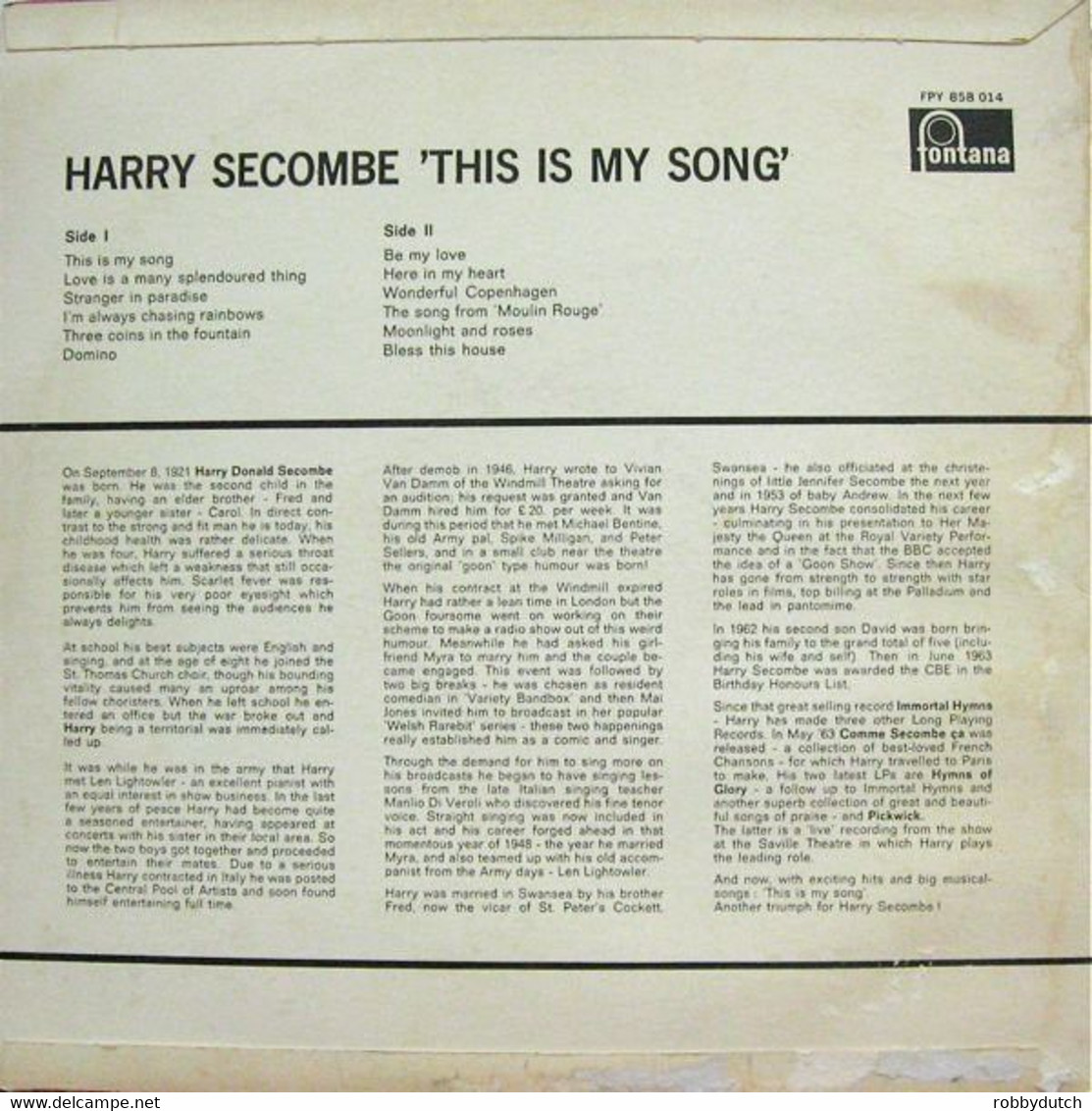 * LP * HARRY SECOMBE - THIS IS MY SONG (Holland 1967 Ex-!!!) - Sonstige - Englische Musik