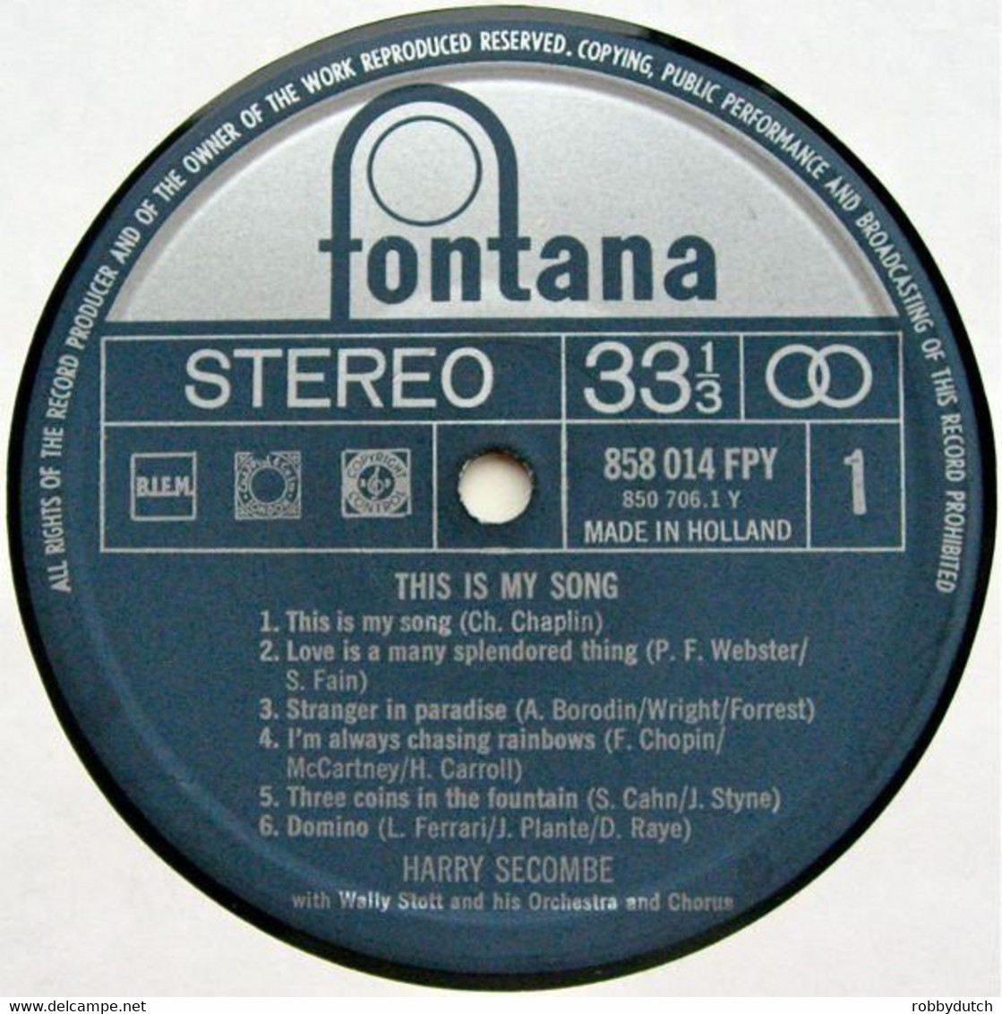 * LP * HARRY SECOMBE - THIS IS MY SONG (Holland 1967 Ex-!!!) - Otros - Canción Inglesa