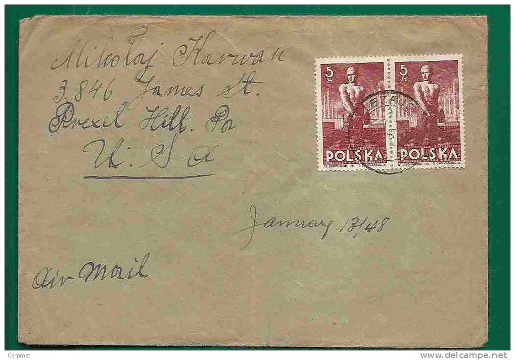 POLAND VF 1948 AIR MAIL COVER To USA - Covers & Documents