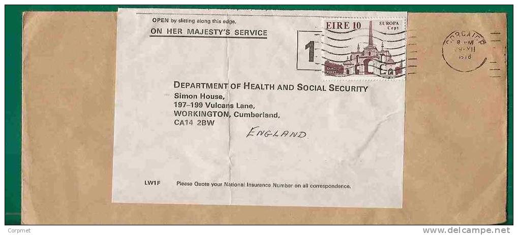 EUROPA-CEPT - IRELAND COVER To WORKINGTON - On Her Majesty´s Service LABEL - VF And Intersting - 1978