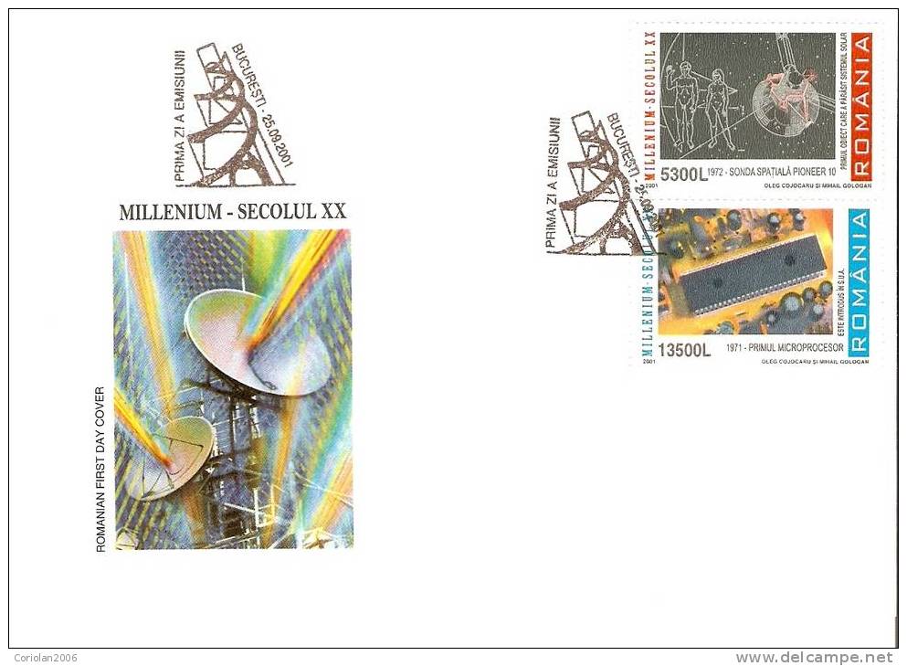 Romania 2001/ Milenium - XX Century / Set X 2 Fdc - Astronomie