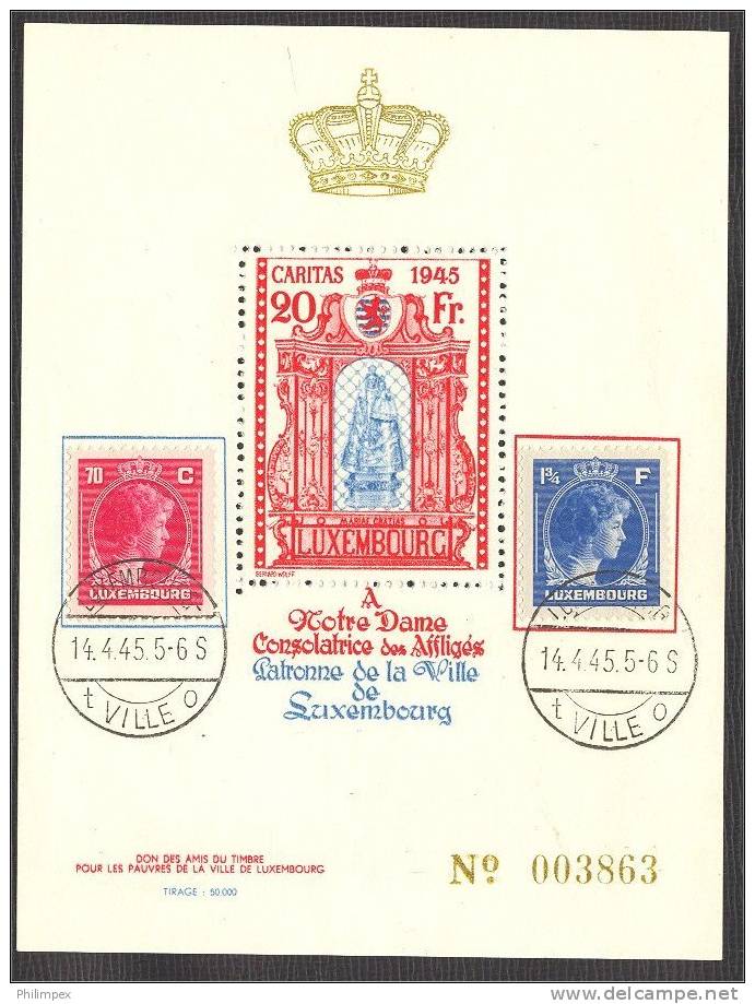 LUXEMBOURG, PRIVATE SOUVENIR SHEET FROM 1945 - Privées