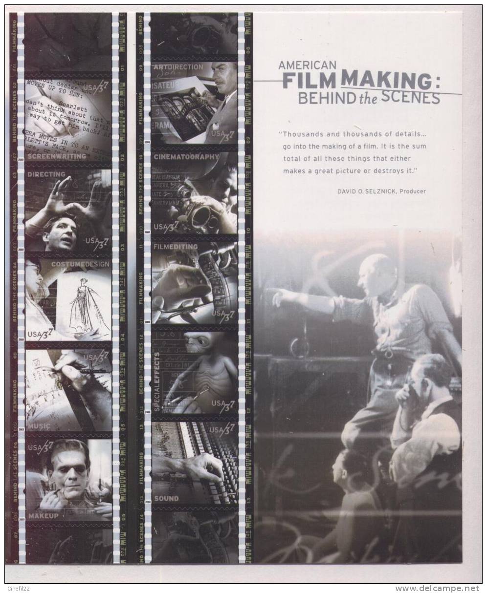 Etats-Unis / USA, Les Métiers Du Cinéma, En Feuillet De 10 Valeurs ** / Film Making, Mint Sheetlet, 2003 - Cinema