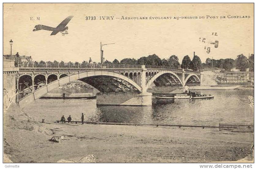 IVRY AEROPLANE EVOLUANT AU-DESSUS DU PONT DE CONFLANS - Ivry Sur Seine