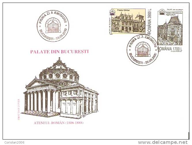 Romania 2000 FDC/ Castles In Bucharest/ Set X 2 Fdc - FDC