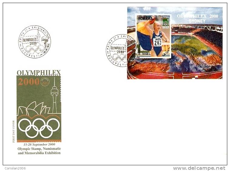 Romania 2000 FDC/ J. O. Sydney "Olymphilex 2000" - Zomer 2000: Sydney