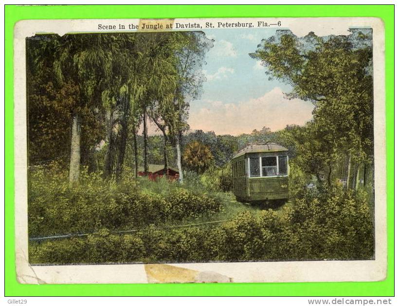 ST-PETERSBURG, FL -SCENE IN THE JUNGLE AT DAVISTA - ANIMATED TRAMWAY - TRAVEL IN 1923 - E.C. KROFF CO - - St Petersburg