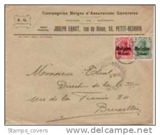 BELGIUM USED COVER OCCUPATION 1918 CANCELED BAR DISON - OC1/25 Gouvernement Général