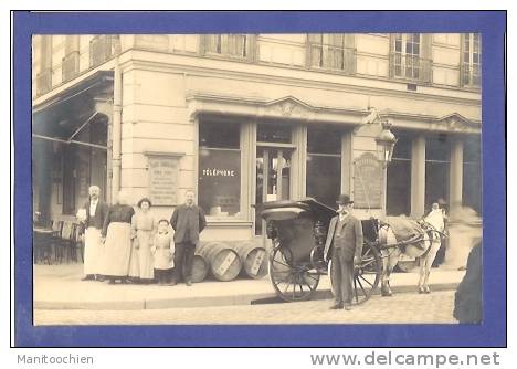 SUPERBE CARTE PHOTO DU RESTAURANT LEON TONNEAUX FIACRE PERSONNEL OU FAMILLE - Ristoranti