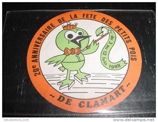 CLAMART - AUTOCOLLANT DE : 20° ANNIVERSAIRE DE LA FETE DES PETITS POIS DE CLA - 92 HAUTS DE SEINE - CARTE POSTALE FRANCE - Clamart