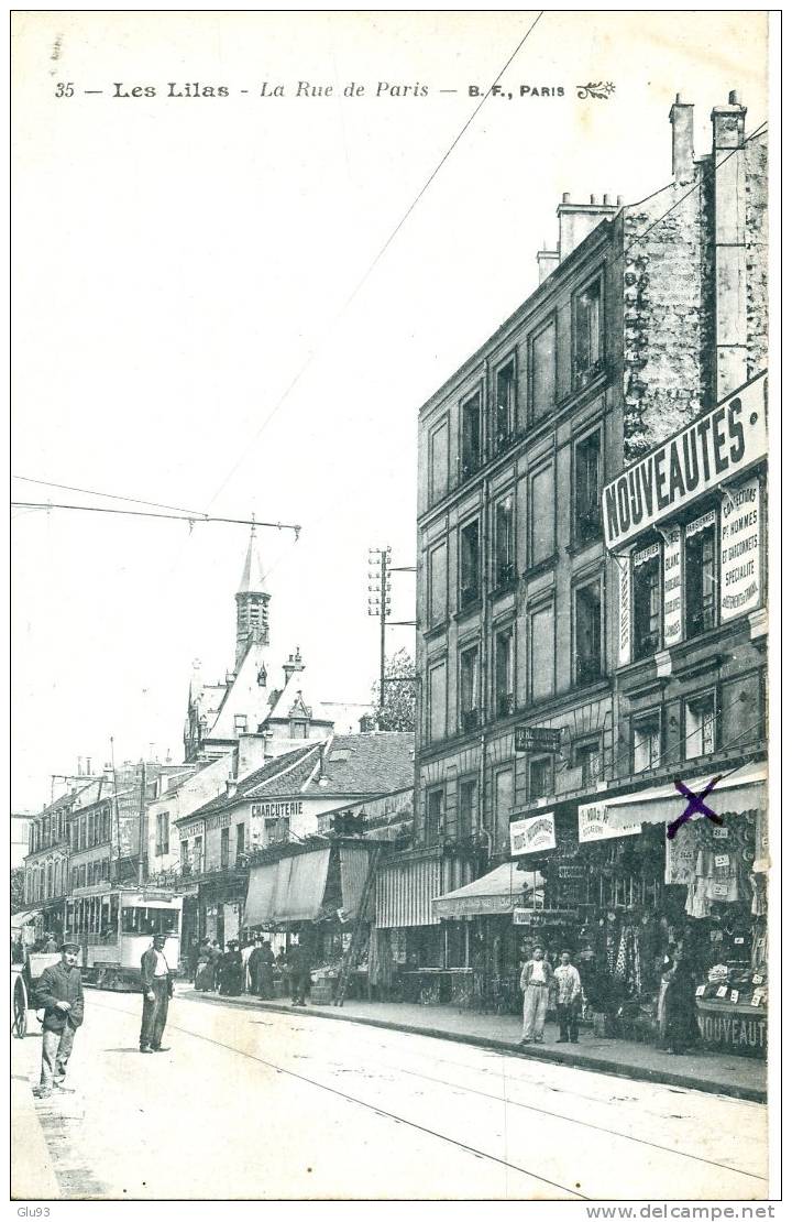 CP - Les Lilas (93) - La Rue De Paris - N° 35 - B.F. - Les Lilas