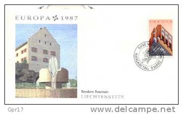 Env. 1er Jour Europa 1987: Liechtenstein, Bendern Fountain ParErik Nitsche S39/5 - 1987