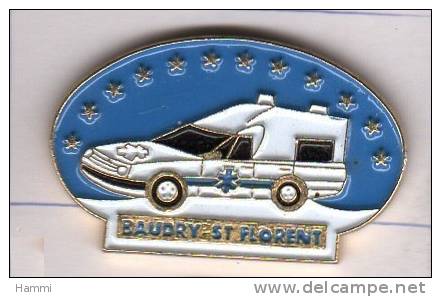 V61 Pin´s AMBULANCE RENAULT Ou PEUGEOT BAUDRY SAINT FLORENT CHER - Andere & Zonder Classificatie