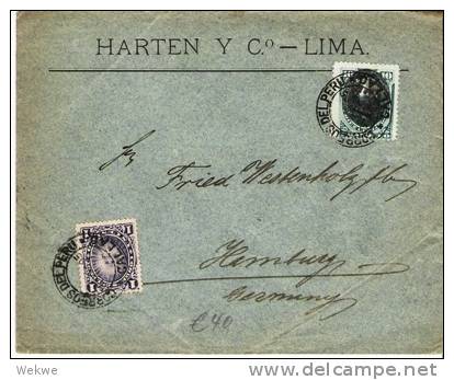 Per002/  PERU - Sonne 1886, General Bermudez 1894, Firmenbrief Ex Lima  Nach  Hamburg - Peru