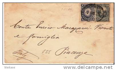 Per020/  PERU - Sonne 1886, Wappen 1886, Brief N.  Italien 1889 - Peru