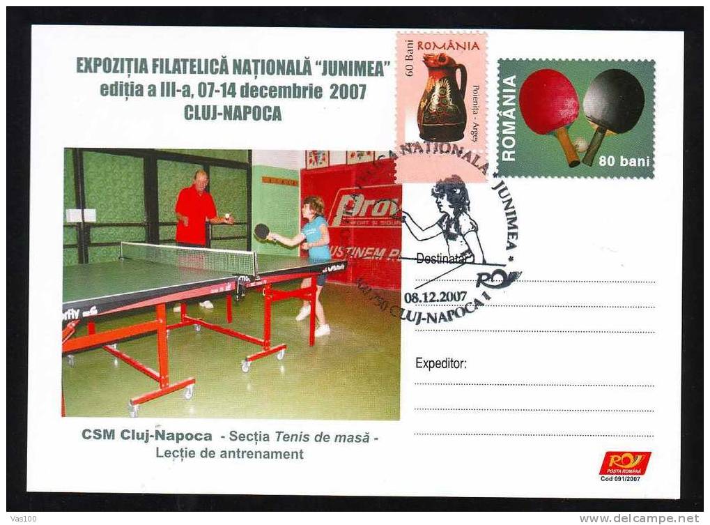 Ping-Pong,Table-tennis,  Postcard ,Romania,PMK ,2007 - Tenis De Mesa