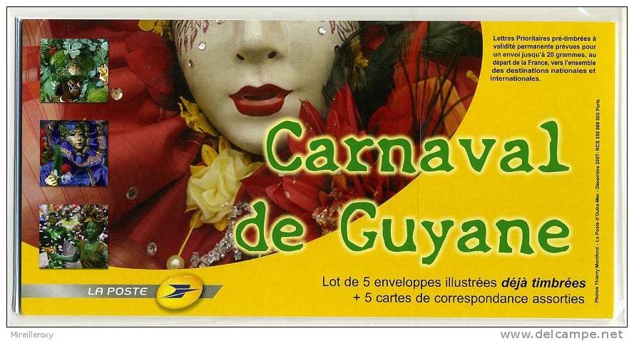 ENTIER POSTAL / STATIONERY /5 PAP PRET A POSTER / CARNAVAL DE GUYANE MASQUE - Carnaval