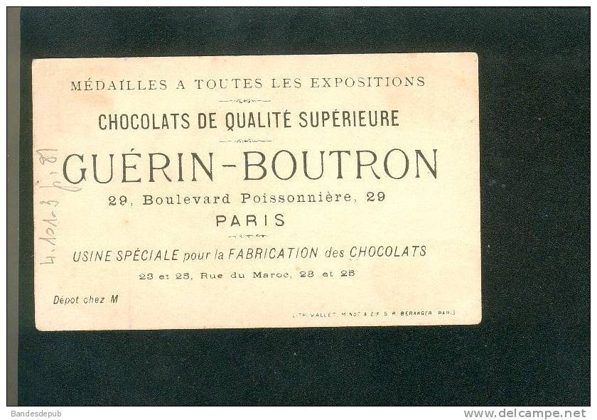 Guérin Boutron Chromo Dorée Pierrot Jeune Fille La Surprise - Guerin Boutron