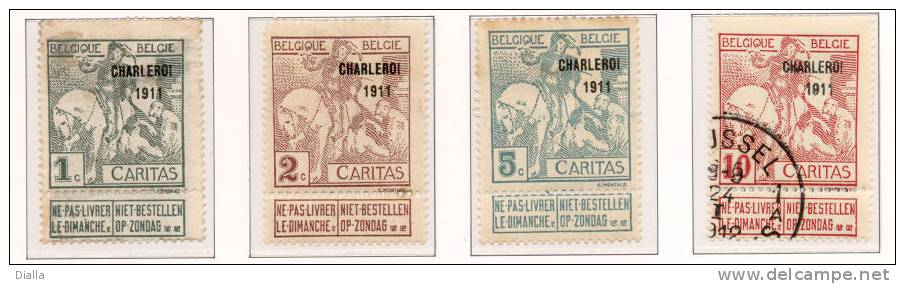 °1911 100-102-104-106 CARITAS CHARLEROI 1911 * MH & O, Cote € 45.00 - 1910-1911 Caritas