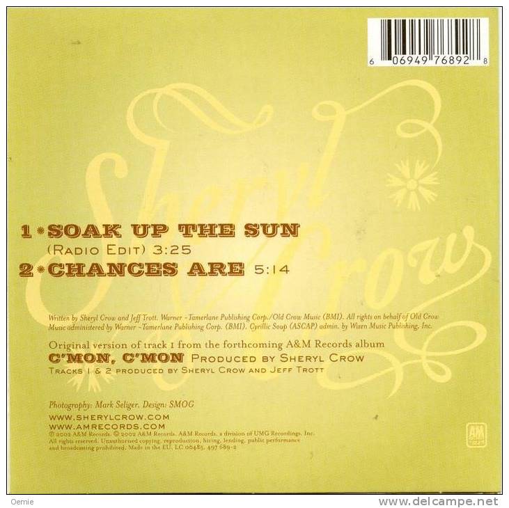 SHERYL  CROW  /  SOAK UP THE SUN   CD SINGLE   COLLECTION - Autres - Musique Anglaise