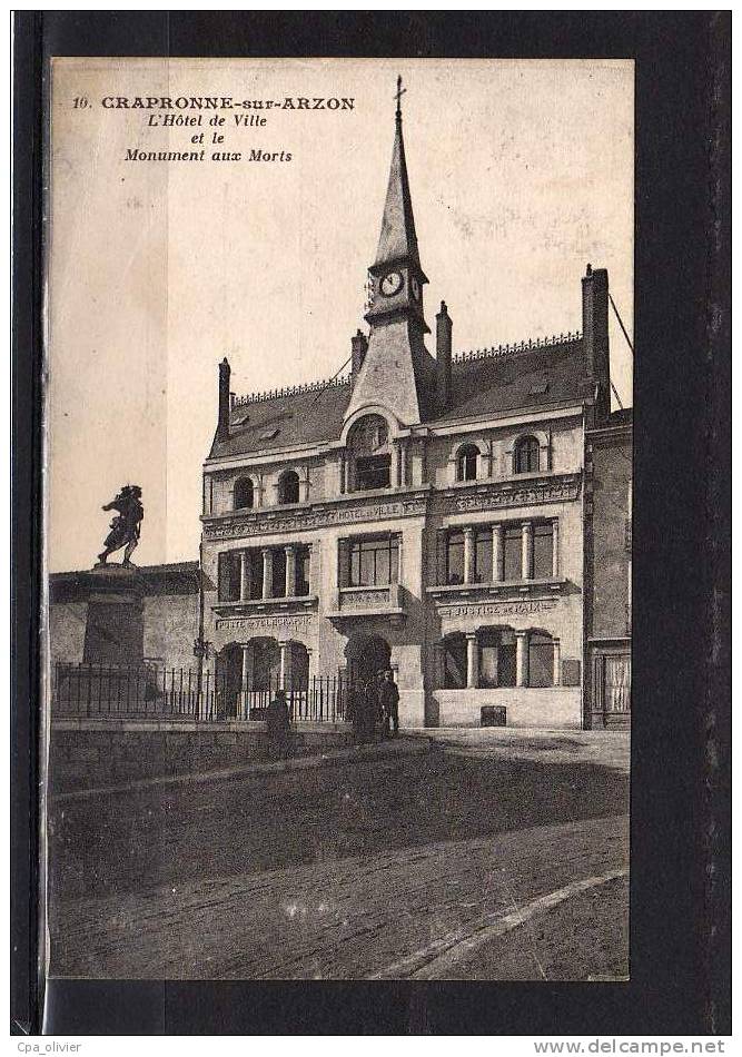 43 CRAPONNE SUR ARZON Hotel De Ville, Mairie, Monument Aux Morts, Guerre 1914-18, Ed ? 10, 1927 - Craponne Sur Arzon