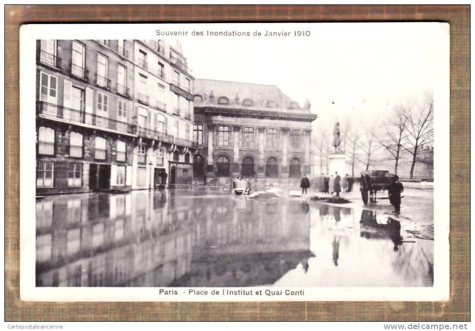 75017 Autographe Imprimé Henri De REIGNIER INONDATIONS 1910 QUAI CONTI PLACE INSTITUT / FLOOD CPINOND C10695 - Paris (17)