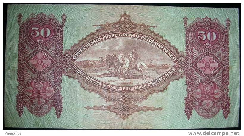 Paper Money,Banknote,Hungary,50 Pengo,1932.,dim.169x88mm. - Hungary