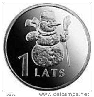 LATVIA COIN - 1 LATS- Snowman - 2007 Y  UNC - Letonia