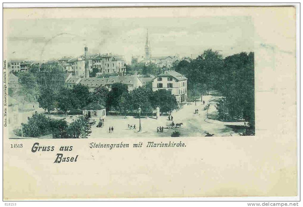 Basel   Gruss Aus - Steinengraben Mit Marienkirche - Bâle