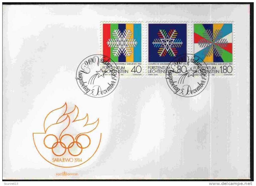 Fdc Liechtenstein 1983 Jeux Olympiques Hiver 1984: Sarajevo Cristaux De Neige - Winter 1984: Sarajevo