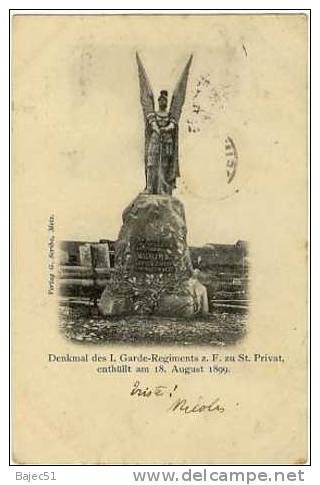 1 Cpa Denkmal Des  Garde Regiments Z F Zu St Privat  Précurseur écrite En 1899 - Lothringen