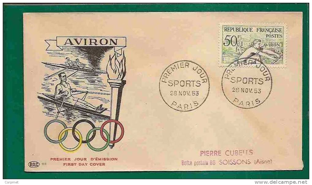 OLYMPIC GAMES - AVIRON - FRANCE - 1953 HELSINKI OLYMPIC GAMES - FIRST DAY COVER - Yvert # 964 - Estate 1952: Helsinki