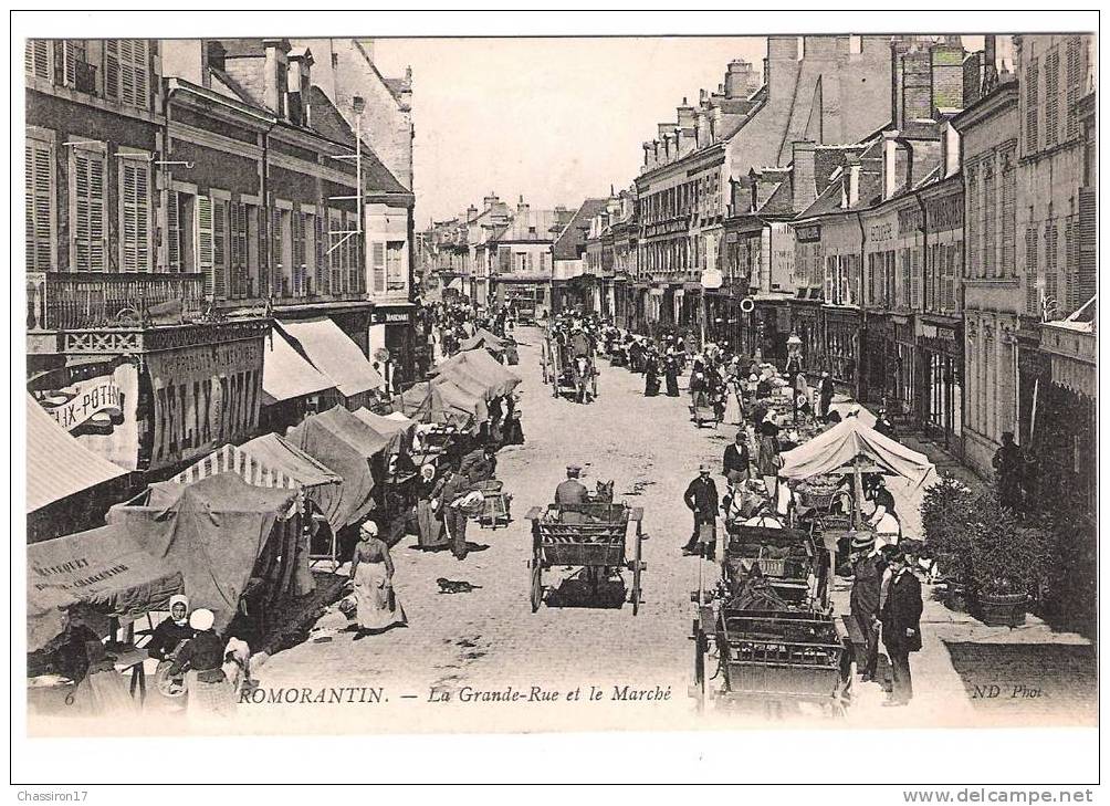 41 - ROMORANTIN - La Grande-Rue Et Le Marché  -  Animée - Mercati
