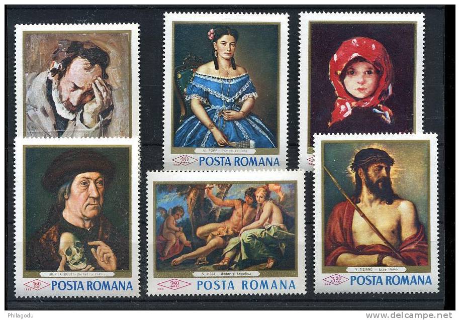 ROUMANA   Peintures 1968  YV 2371/76**  Cote 13,50 E  Christ  Tiziano - Religieux